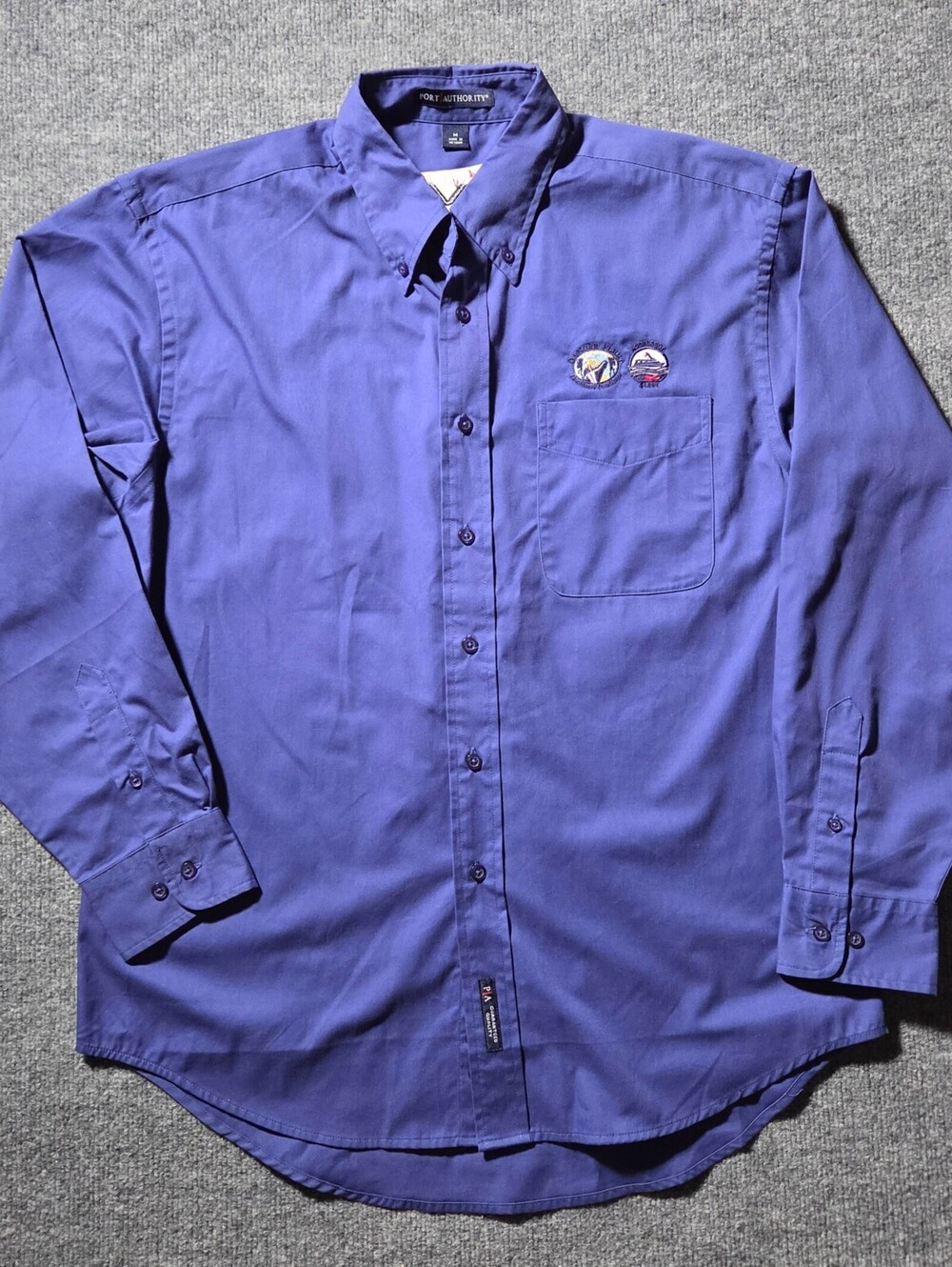 Port Authority Men's Dancer Patched Shirt Medium Blue Long - Picture 12 of 12